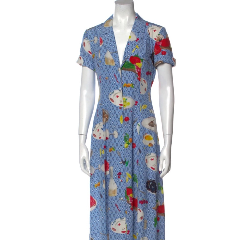 LHD silk shirt dress retro 40's novelty print